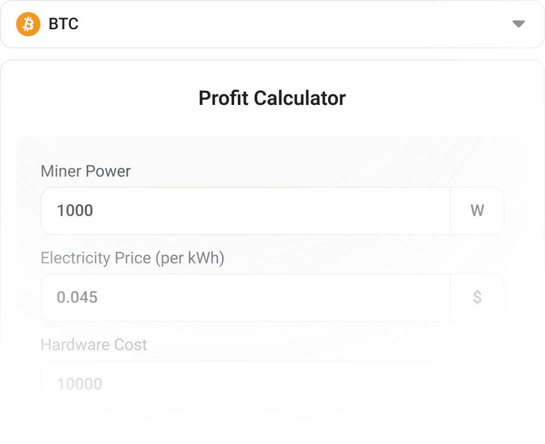 Profit calculator interface